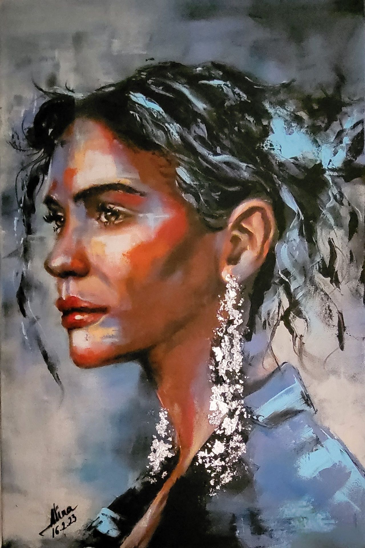 ArteDiAlina.com painting: Long Earrings